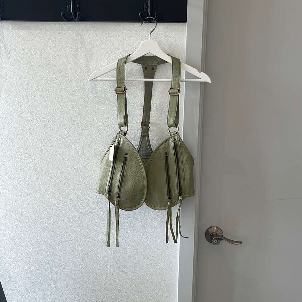 Free People Sage Green Harness Vest